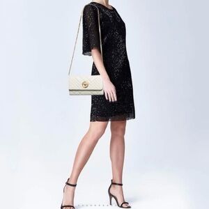 Versace Beige Quilted Clutch with Gold Emblem